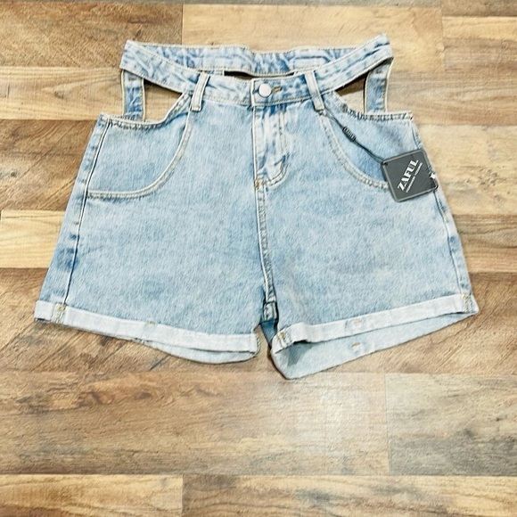 NEW ZAFUL Blue Jean Shorts with Paper Bag Waist - Picture 1 of 12